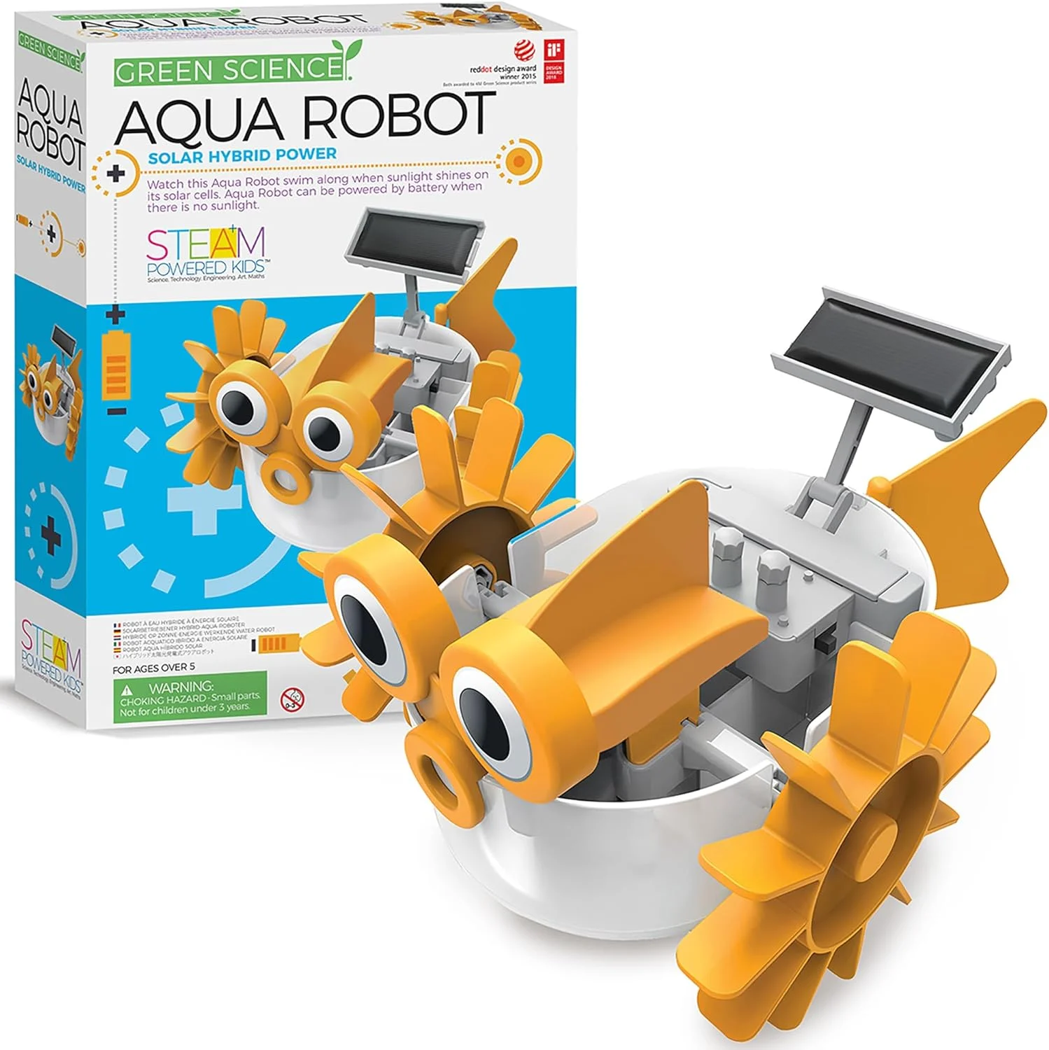 کیت ربات آبی 4M Green Science – ربات ماهی هیبریدی خودتان را بسازید – اسباب بازی مهندسی STEM خورشیدی و باتری برای کودکان 5 سال به بالا – کیت علوم آبی آموزشی برای پسران و دختران