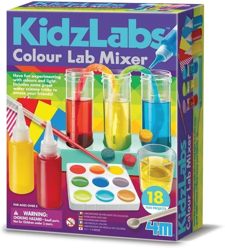 کیت علوم رنگی 4M KidzLabs – کاوش نور و ترکیب رنگ با 6 آزمایش هیجان انگیز | مجموعه فعالیت های علمی، فناوری، مهندسی و ریاضی (STEM) خودساز برای کودکان کنجکاو 5 سال به بالا