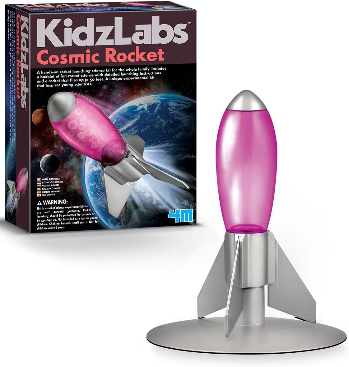 موشک فضایی موزه علوم 4M – کیت موشک با نیروی سرکه و جوش شیرین، پرتاب تا ارتفاع 15 متر – اسباب بازی علمی عملی برای کودکان 8 سال به بالا برای کشف واکنش های شیمیایی و علم موشک