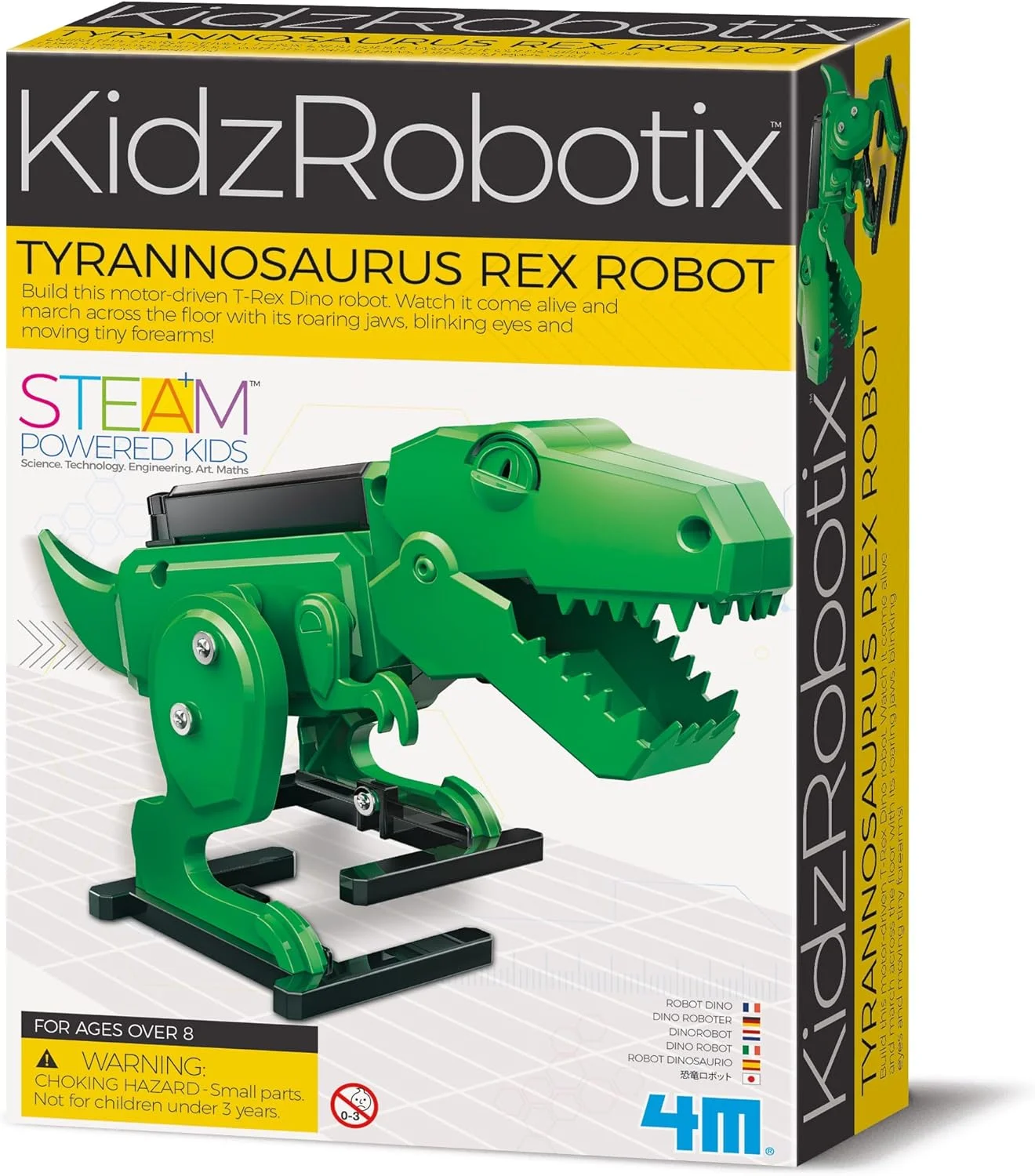 ربات تیرانوسوروس رکس KidzRobotix 4M – ساخت یک ربات دایناسور متحرک با موتور – کیت آموزشی STEM DIY برای کودکان 8 سال به بالا – آموزش مکانیک، حرکت و سرگرمی ماقبل تاریخ