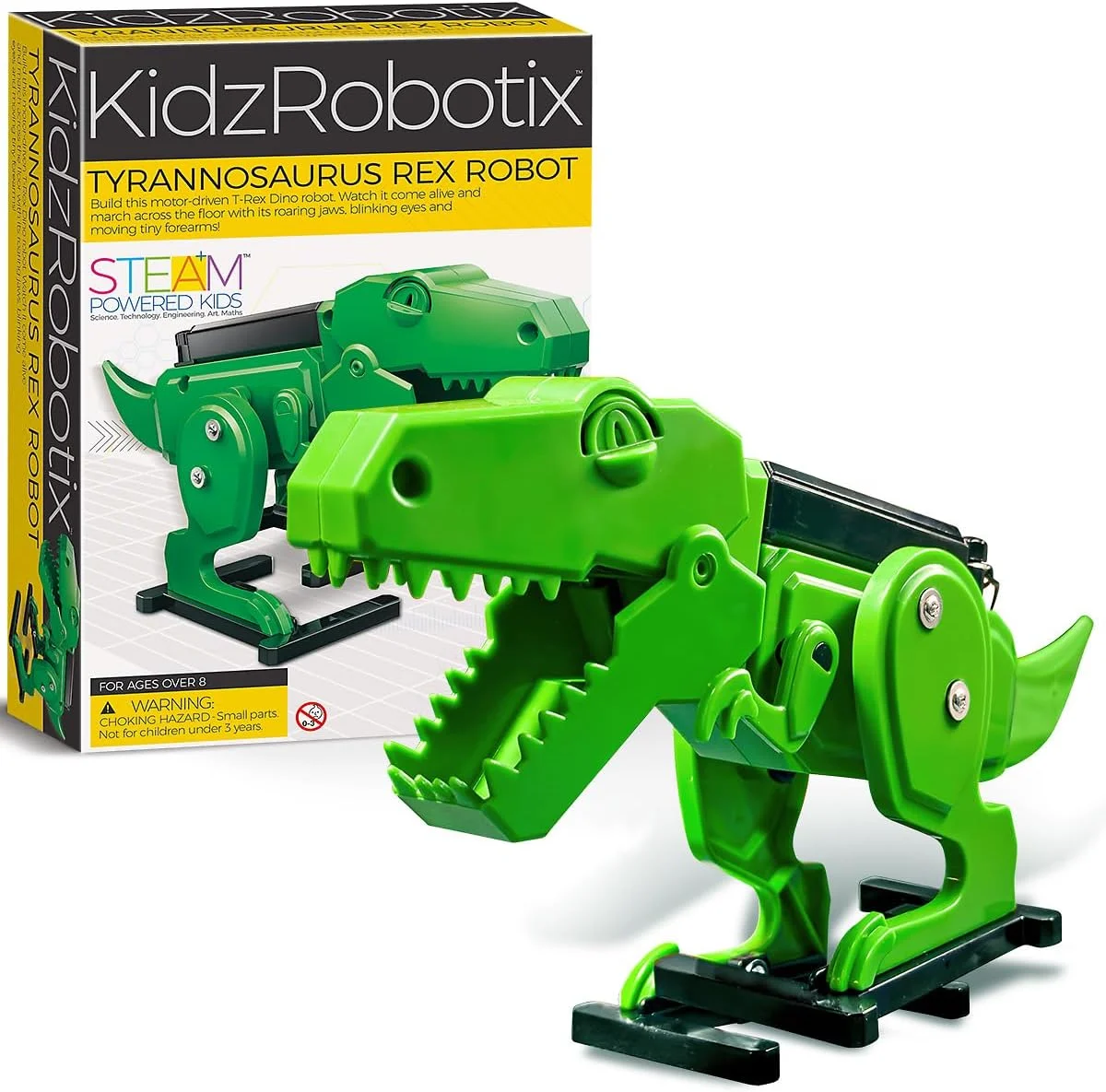 ربات تیرانوسوروس رکس KidzRobotix 4M – ساخت یک ربات دایناسور متحرک با موتور – کیت آموزشی STEM DIY برای کودکان 8 سال به بالا – آموزش مکانیک، حرکت و سرگرمی ماقبل تاریخ