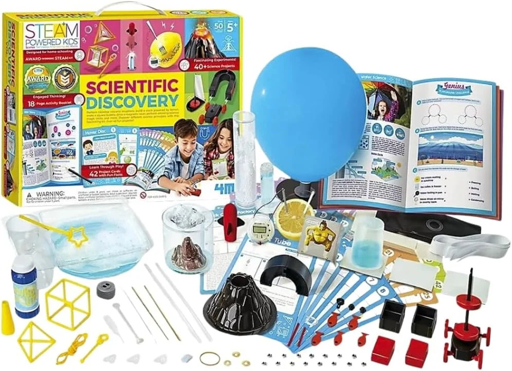مجموعه علمی و آموزشی چند فعالیتی 4M برای کودکان - شامل آزمایش های زمین شناسی، کریستال، آهنربا و مدار - مجموعه یادگیری STEM همه در یک مناسب برای سنین 5 سال به بالا