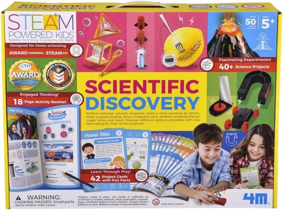 مجموعه علمی و آموزشی چند فعالیتی 4M برای کودکان - شامل آزمایش های زمین شناسی، کریستال، آهنربا و مدار - مجموعه یادگیری STEM همه در یک مناسب برای سنین 5 سال به بالا