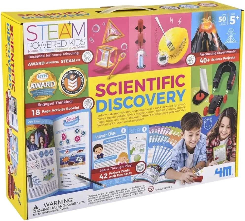 مجموعه علمی و آموزشی چند فعالیتی 4M برای کودکان - شامل آزمایش های زمین شناسی، کریستال، آهنربا و مدار - مجموعه یادگیری STEM همه در یک مناسب برای سنین 5 سال به بالا