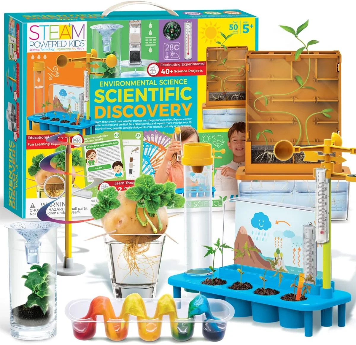 کیت علوم محیطی کودکان 4M STEAM Powered – بیش از 40 آزمایش عملی در مورد آب و هوا، تغییرات اقلیمی، اثر گلخانه ای و چرخه های طبیعت – فعالیت آموزشی STEM برای سنین 5 سال به بالا