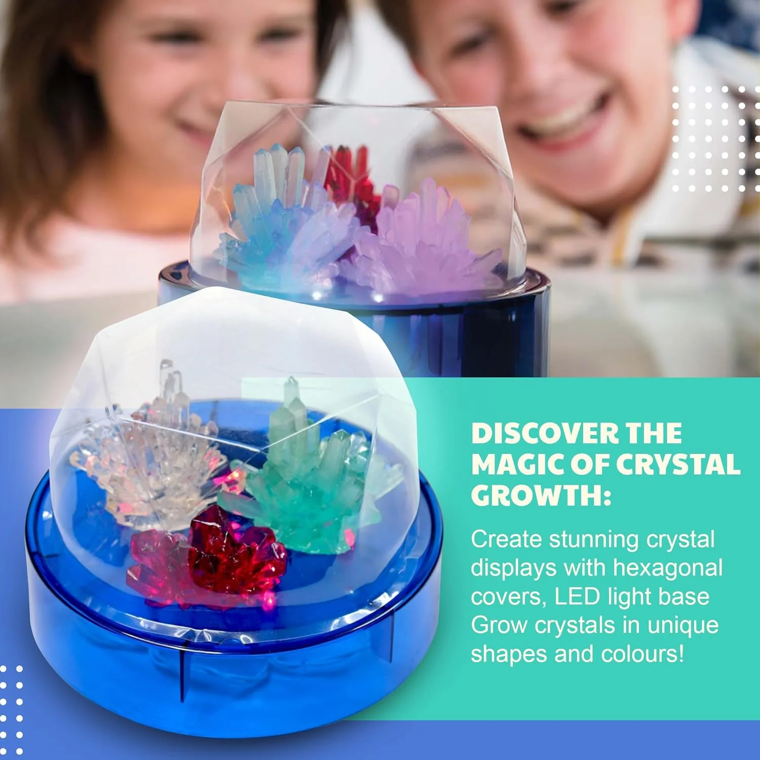کیت علمی ساخت کریستال 4M با نور LED تغییر رنگ - آزمایش آسان STEM برای کودکان و نوجوانان، هدیه آموزشی عالی برای پسران و دختران