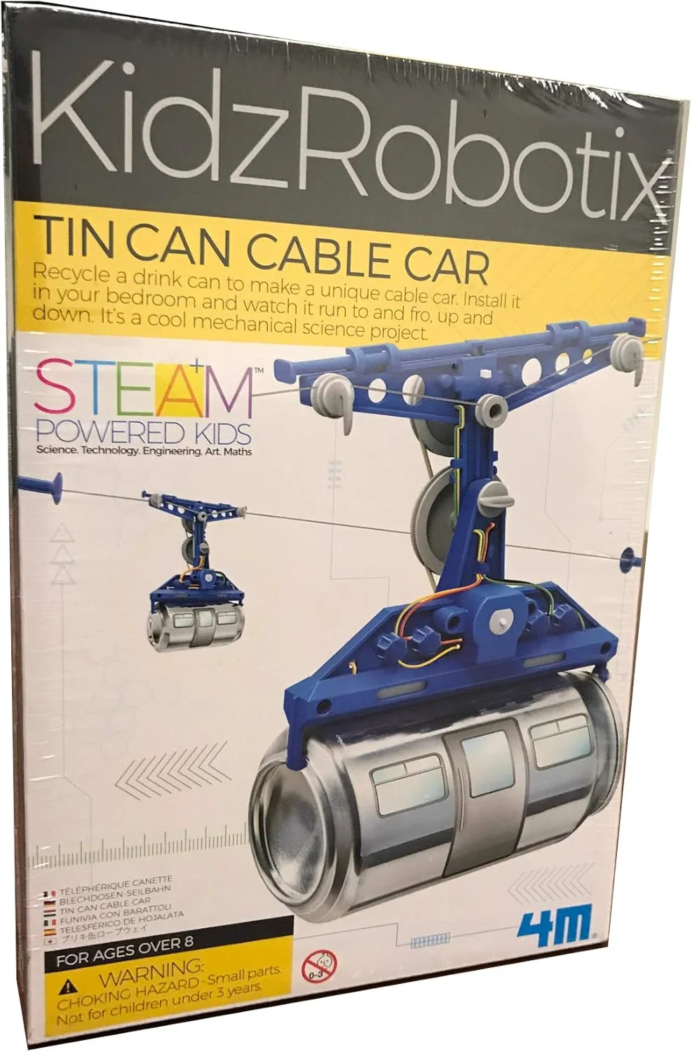 ماشین کابلی قوطی حلبی 4M، مهندسی مکانیک خودساز - اسباب بازی های علمی STEM، هدیه آموزشی برای کودکان و نوجوانان، دختران و پسران