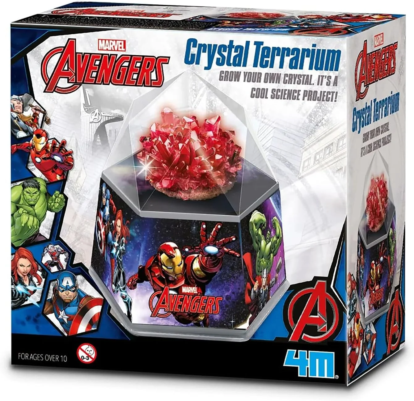 مجموعه تراریوم کریستالی قهرمانان مارول دیزنی 4M – یک کریستال قهرمان تا 4.5 سانتی متر در گنبد نمایش با کارت های مارول، ابزار مخلوط کردن و پایه اسرارآمیز پرورش دهید – هدیه علمی برای کودکان 5 سال به بالا