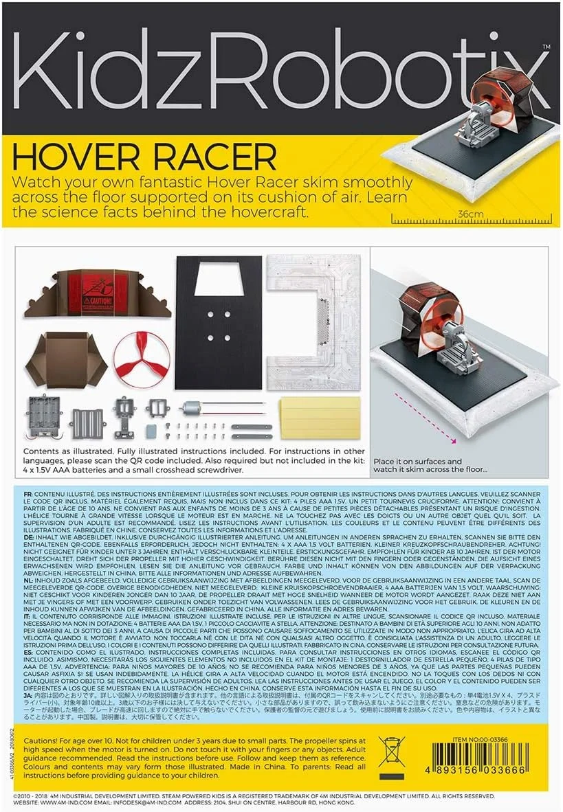 کیت علمی هاور ریسر 4M، قایق هوایی مهندسی مکانیک خودساز - اسباب بازی های STEM هدیه آموزشی برای کودکان و نوجوانان، دختران و پسران