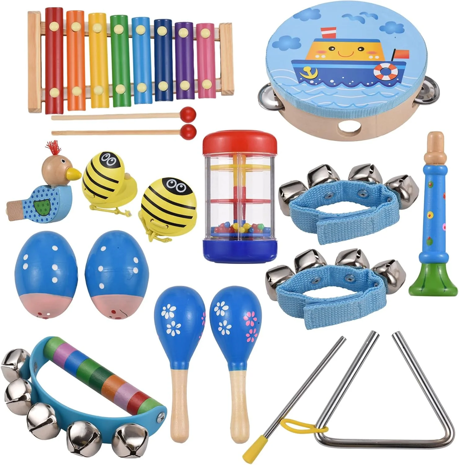 مجموعه سازهای کوبه ای چوبی کودکان Eacam به همراه کیف نگهداری، اسباب بازی های آموزشی موسیقی پیش دبستانی برای پسران و دختران