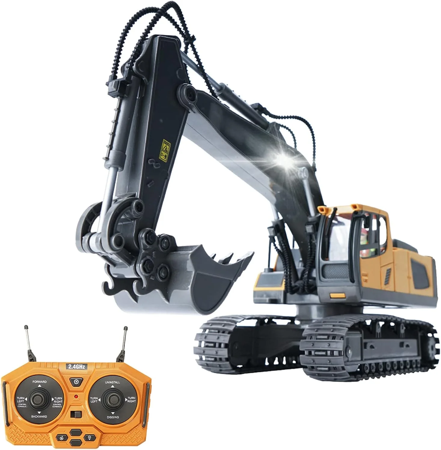 بیل مکانیکی کنترلی Eacam RC مقیاس 1/20، 2.4 گیگاهرتز، 11 کانال، کامیون ساختمانی مهندسی، اسباب بازی های آموزشی برای کودکان به همراه نور و موسیقی