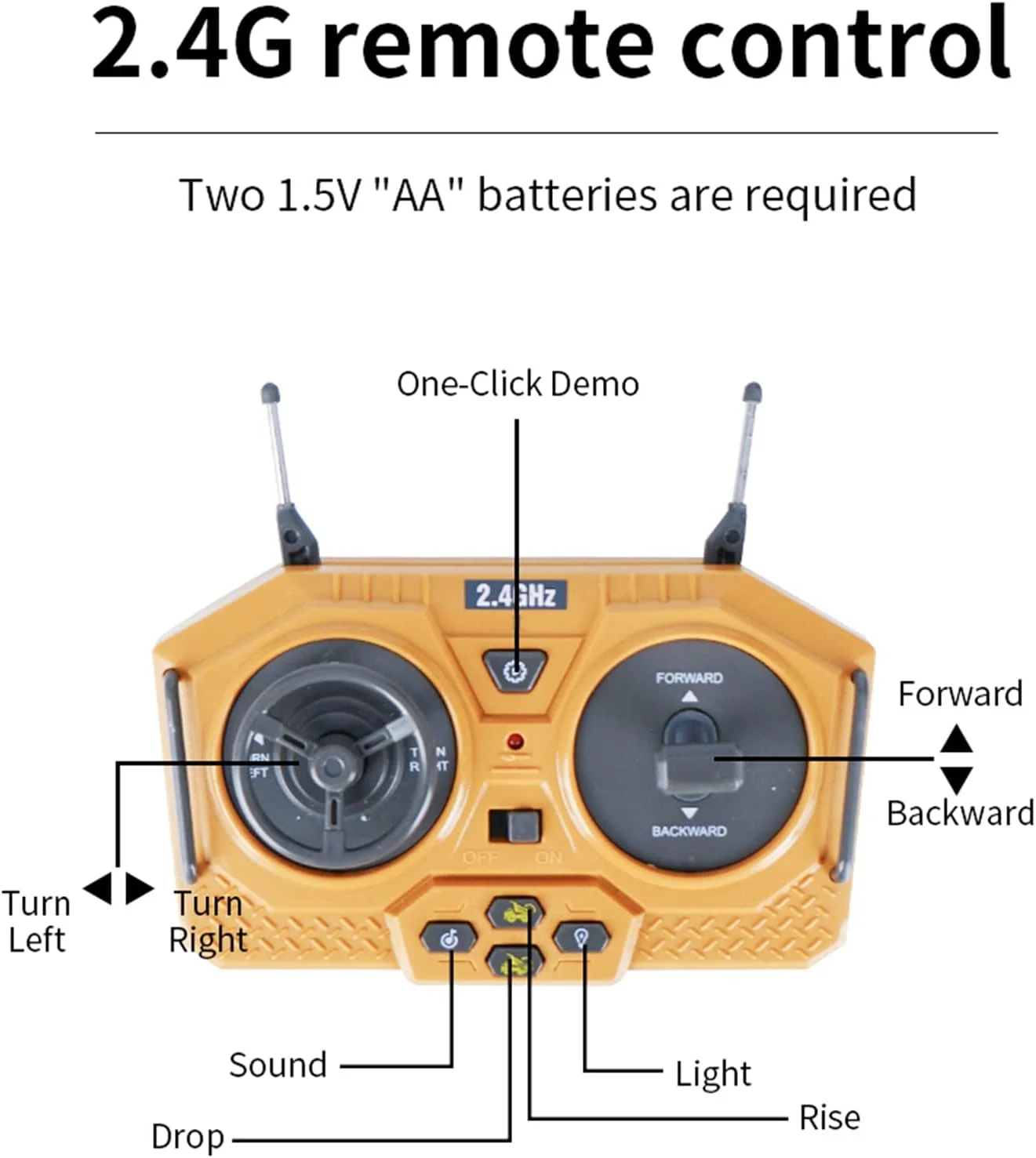 بیل مکانیکی کنترلی Eacam RC مقیاس 1/20، 2.4 گیگاهرتز، 11 کانال، ماشین ساختمانی مهندسی، اسباب بازی های آموزشی برای کودکان به همراه نور و موسیقی