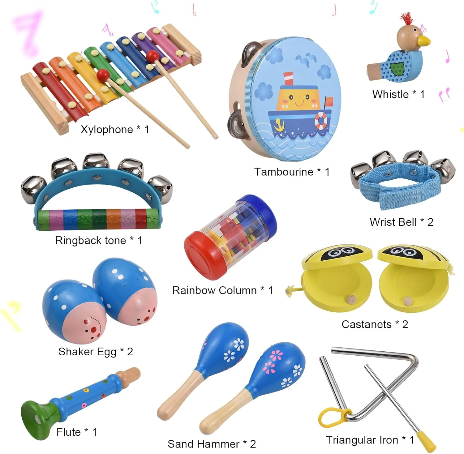 مجموعه سازهای کوبه ای چوبی کودکان Eacam به همراه کیف نگهداری، اسباب بازی های آموزشی موسیقی پیش دبستانی برای پسران و دختران