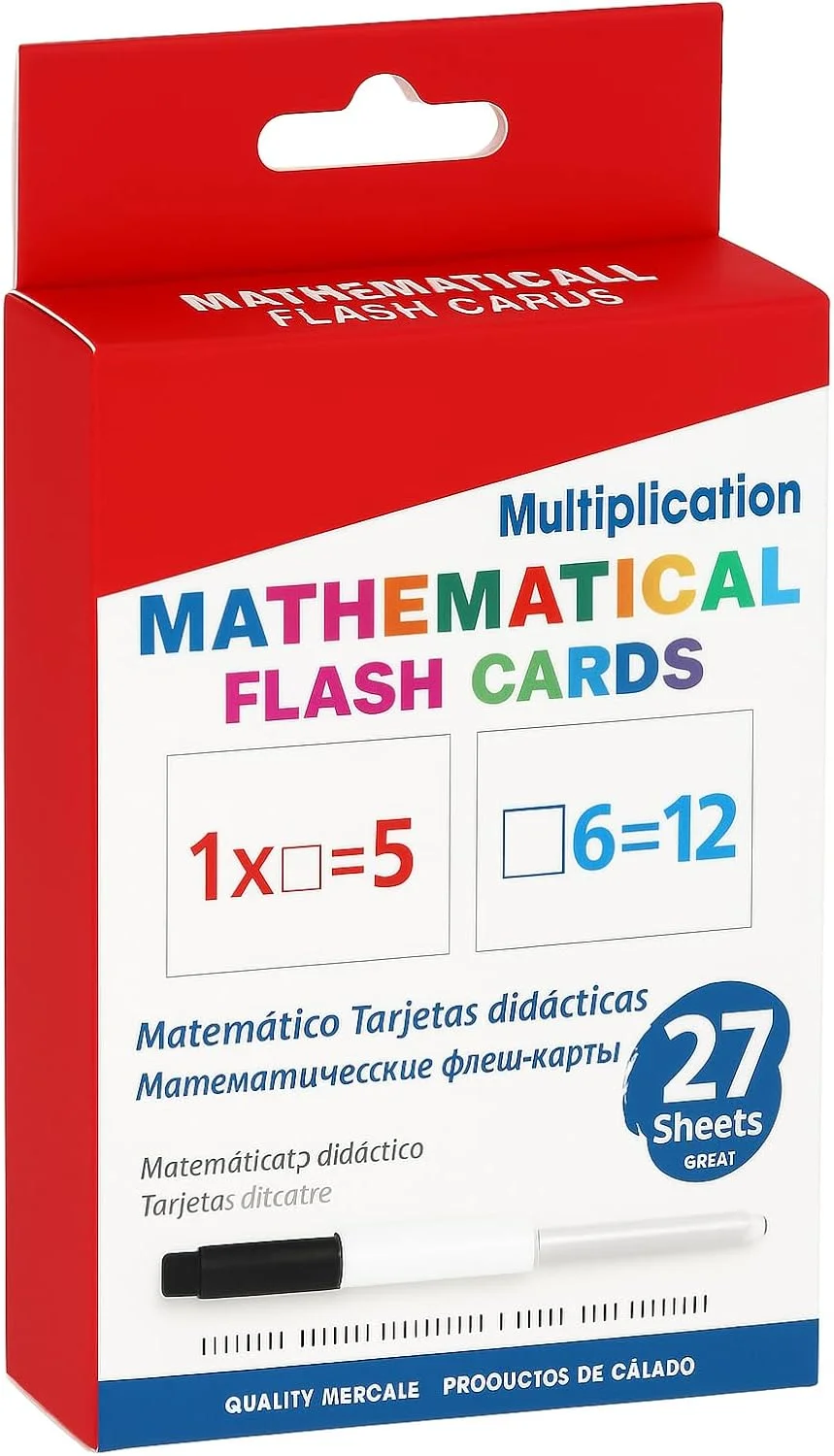 کارت های آموزشی ضرب فیتو، 27 برگی به همراه ماژیک - ابزار یادگیری ریاضی 11.7x7.8 سانتی متر