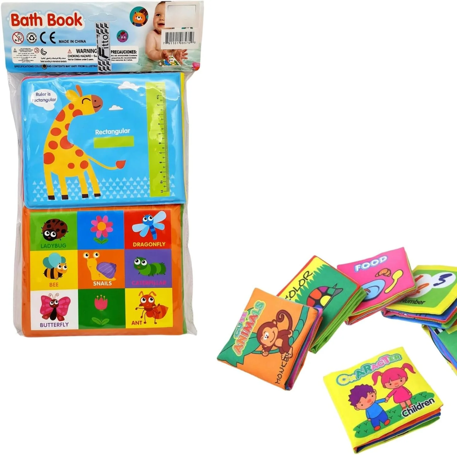کتاب پارچه ای چروک نوزاد فیتو - اسباب بازی تعاملی و آموزشی برای نوزادان و کودکان نوپا، با طرح حیوانات