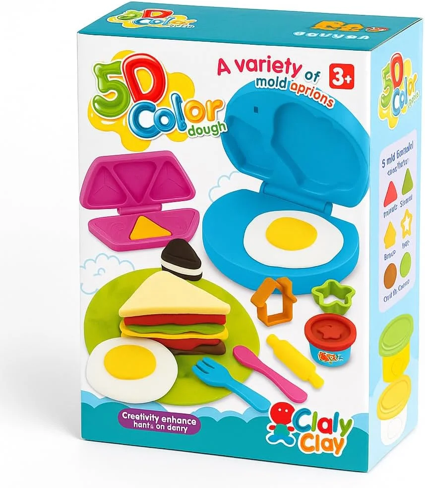 اسباب بازی آموزشی مدلینگ صبحانه 5 بعدی غیر خشک FITTO برای کودکان