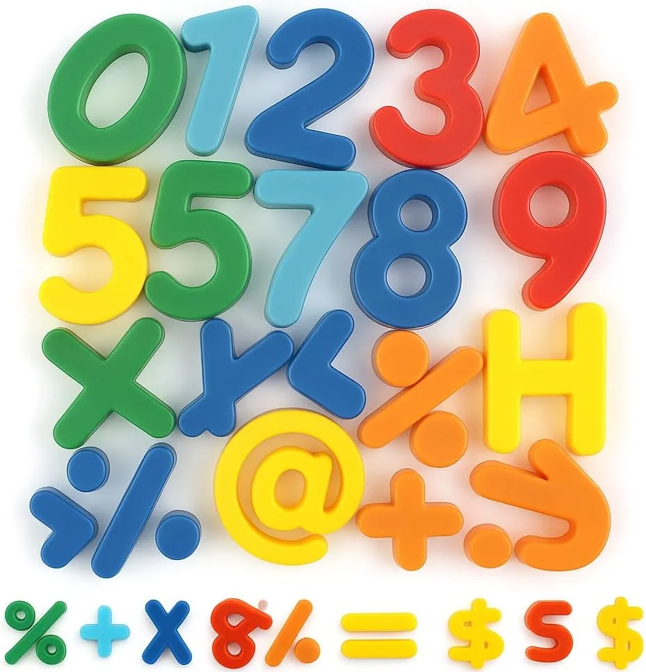 مجموعه ۳۷ عددی اعداد و نمادهای مغناطیسی فیتو، رنگ های متنوع برای یخچال و کلاس درس