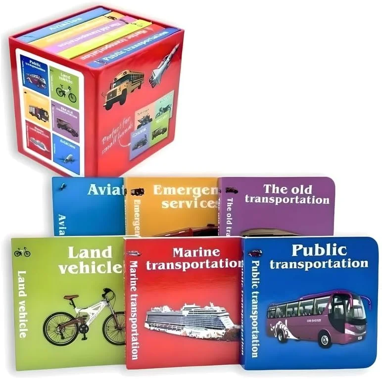 مجموعه کتاب آموزشی فیتو 6 عددی با طرح وسایل نقلیه برای کودکان - اسباب بازی آموزشی با تم های تعاملی وسایل نقلیه