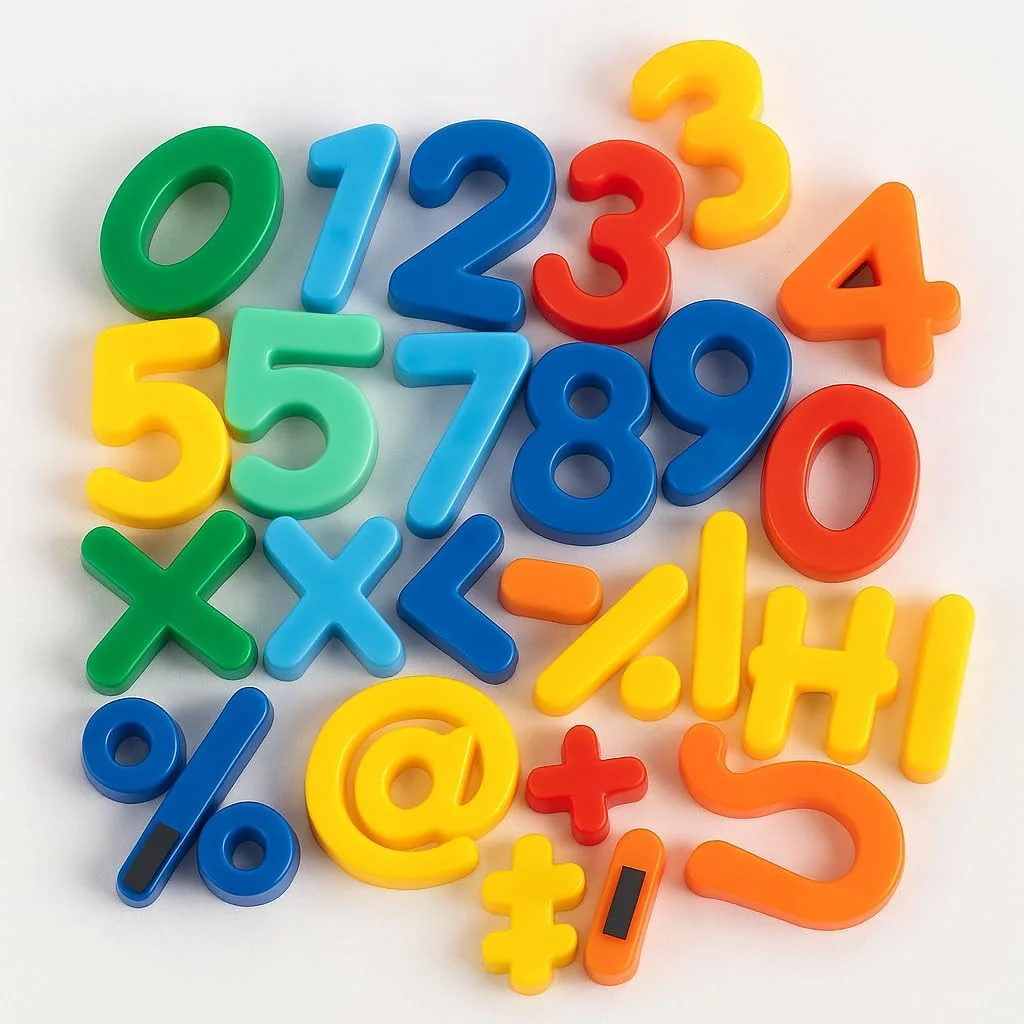 مجموعه ۳۷ عددی اعداد و نمادهای مغناطیسی فیتو، رنگ های متنوع برای یخچال و کلاس درس