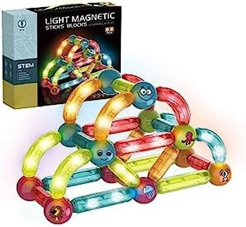 بلوک های ساختمانی 52 تکه FITTO برای کودکان، اسباب بازی های ساخت و ساز برای پسران و دختران، مجموعه بازی چوب و توپ سایز بزرگ برای آموزش زودهنگام کودکان