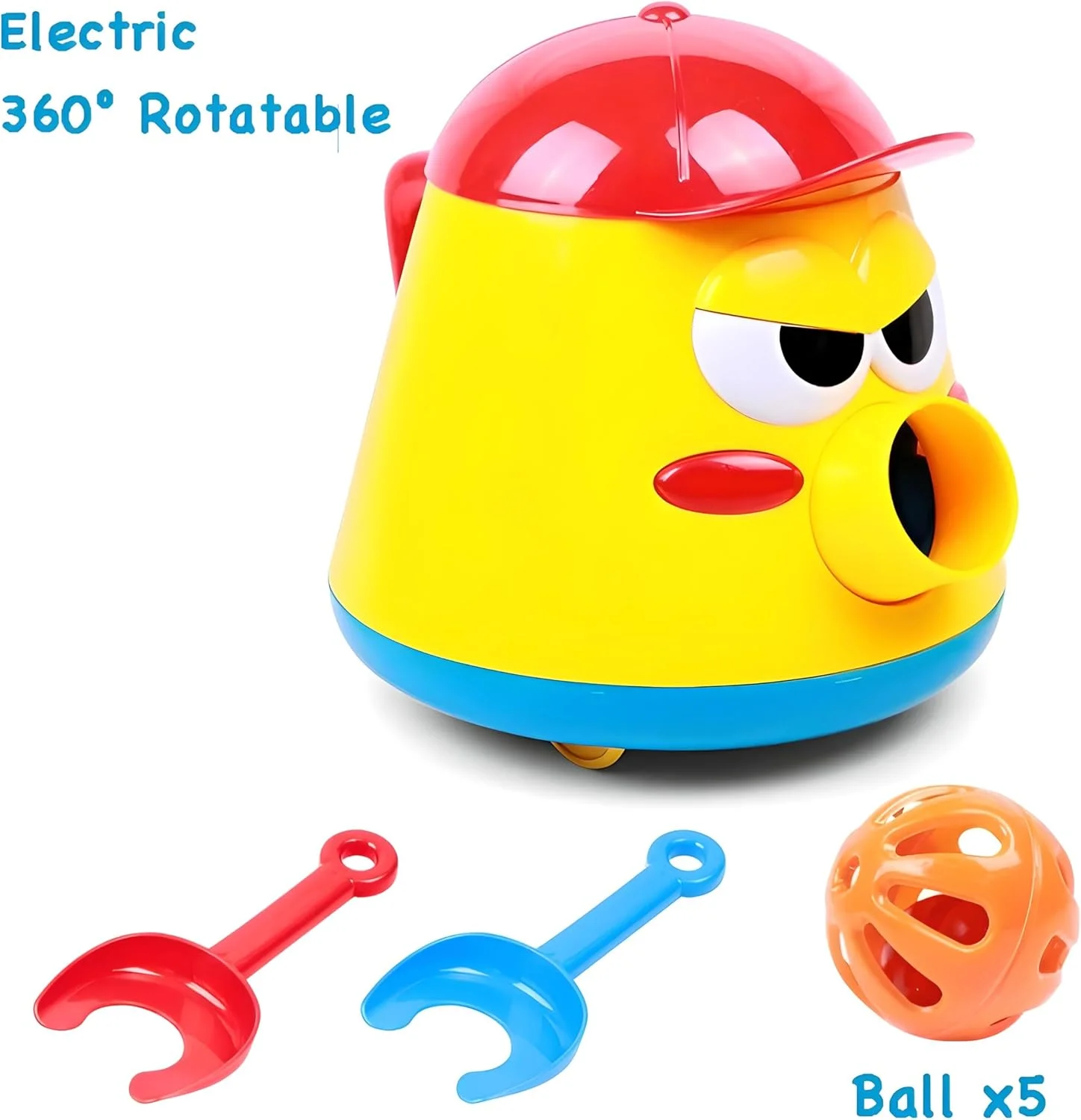 اسباب بازی پرتاب توپ کتری خشمگین فیتو برای کودکان نوپا با 5 توپ، دوربین های آبی و قرمز، دارای نور و موسیقی