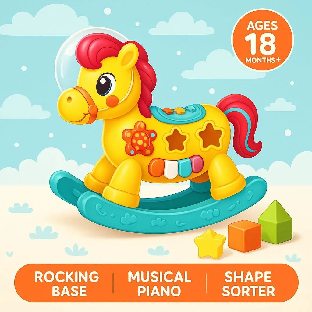 اسباب بازی چند منظوره موزیکال کودک نوپا فیتو، پازل مرتب سازی اشکال، زیلوفون، اسب گهواره ای و کشیدنی