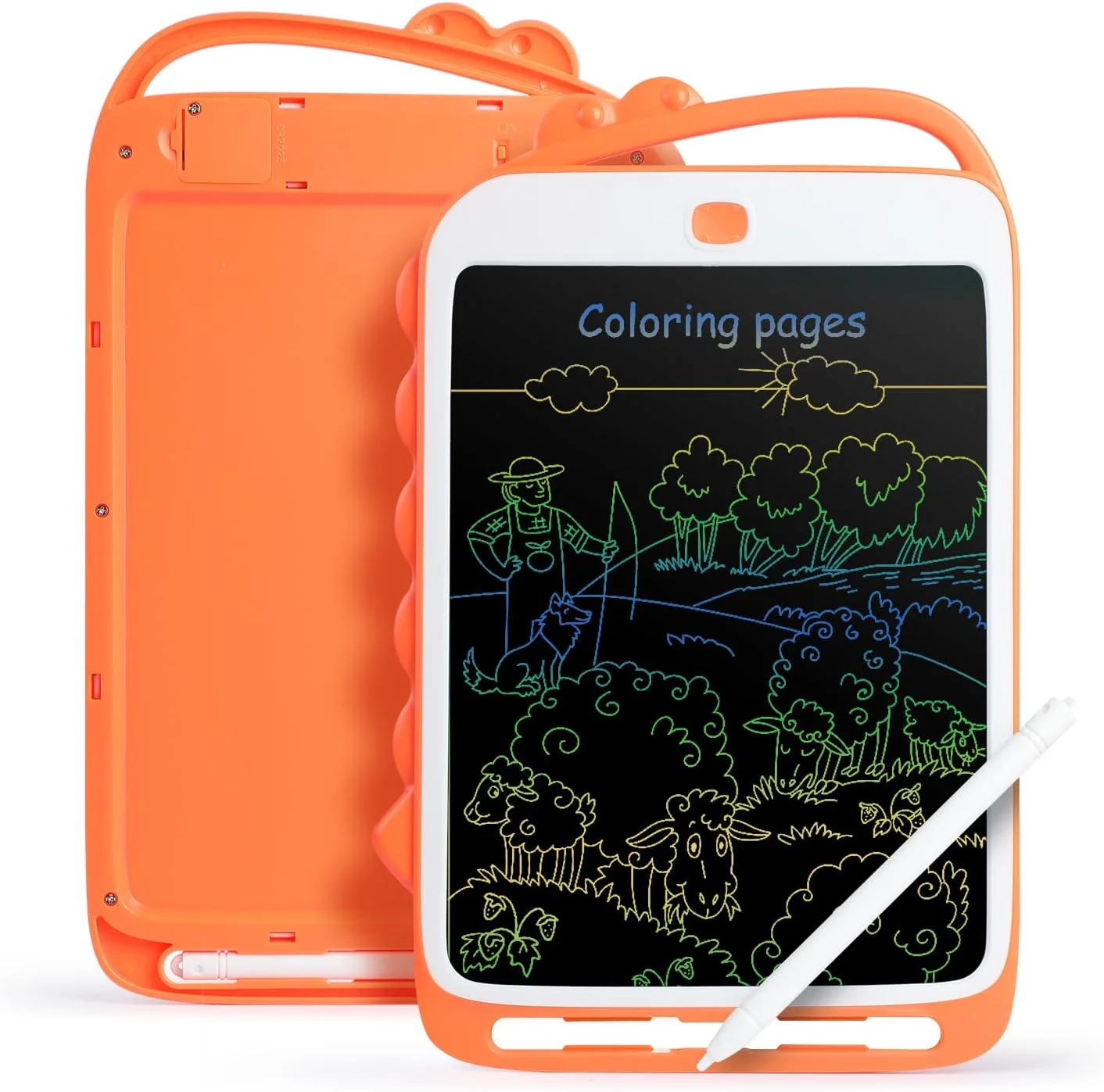 تبلت نوشتاری LCD Baytion، اسباب بازی کودکان، پد طراحی رنگارنگ برای کودکان 10 اینچی، تخته طراحی مجدد با دکمه پاک کردن، هدیه آموزشی برای کودکان نوپا، اسباب بازی های یادگیری الکترونیکی (نارنجی)