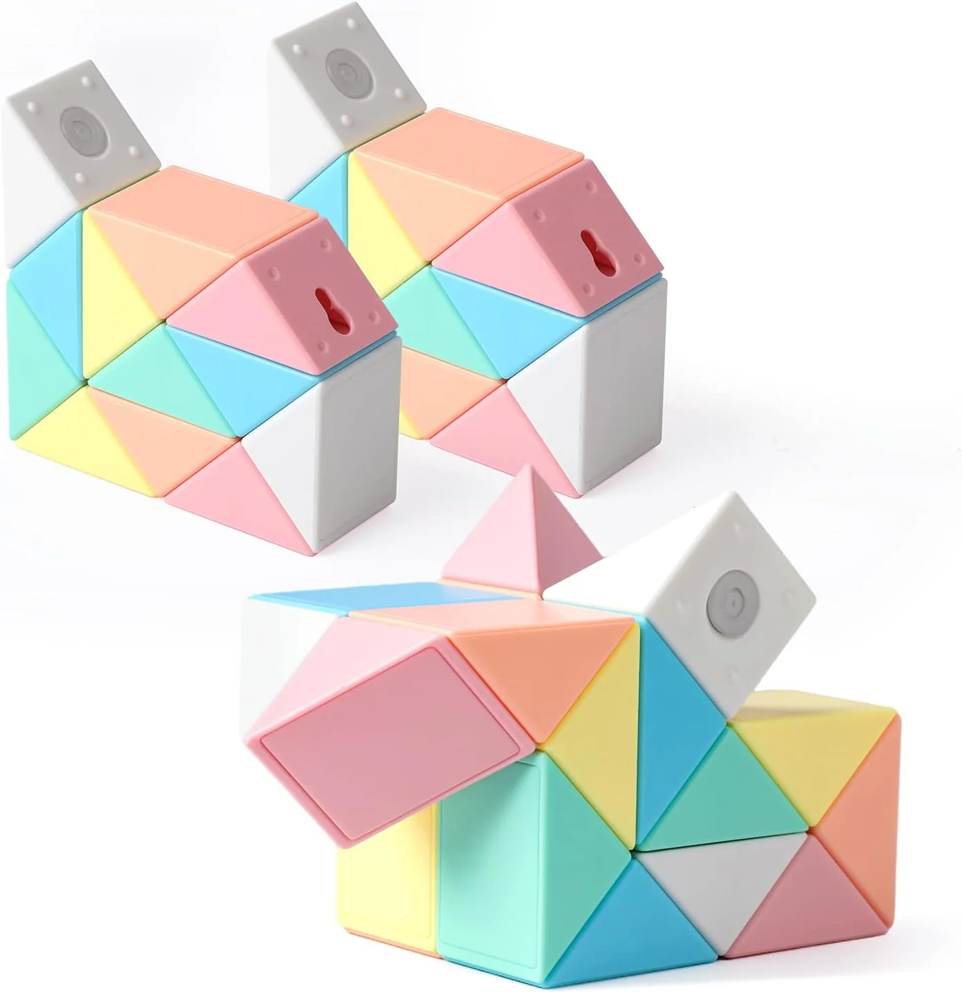 پازل مارپیچ مکعبی Baytion، 2 عدد پازل مارپیچ بزرگ، اسباب بازی حسی 24 تکه، بازی فکری و سرگرم کننده برای کودکان، نوجوانان و بزرگسالان