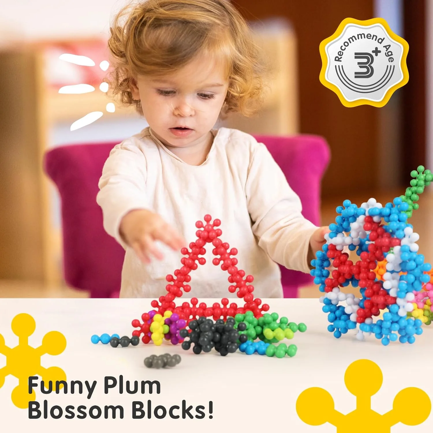 بلوک های ساختمانی شکوفه آلو Baytion، مجموعه بلوک های ساختمانی کوچک، اسباب بازی های ساختنی آموزشی برای پسران و دختران، مجموعه بلوک های ساختمانی اسباب بازی برای کودکان 3 سال به بالا، بلوک های ساختمانی پلاستیکی در هم قفل شونده با 200 قطعه و 10 رنگ