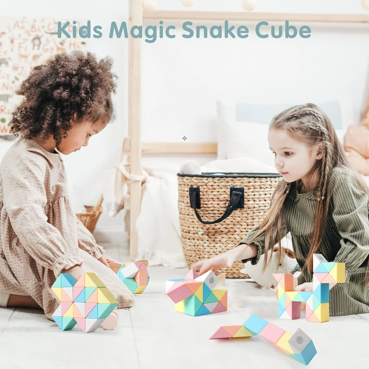 پازل مارپیچ مکعبی Baytion، 2 عدد پازل مارپیچ بزرگ، اسباب بازی حسی 24 تکه، بازی فکری و سرگرم کننده برای کودکان، نوجوانان و بزرگسالان