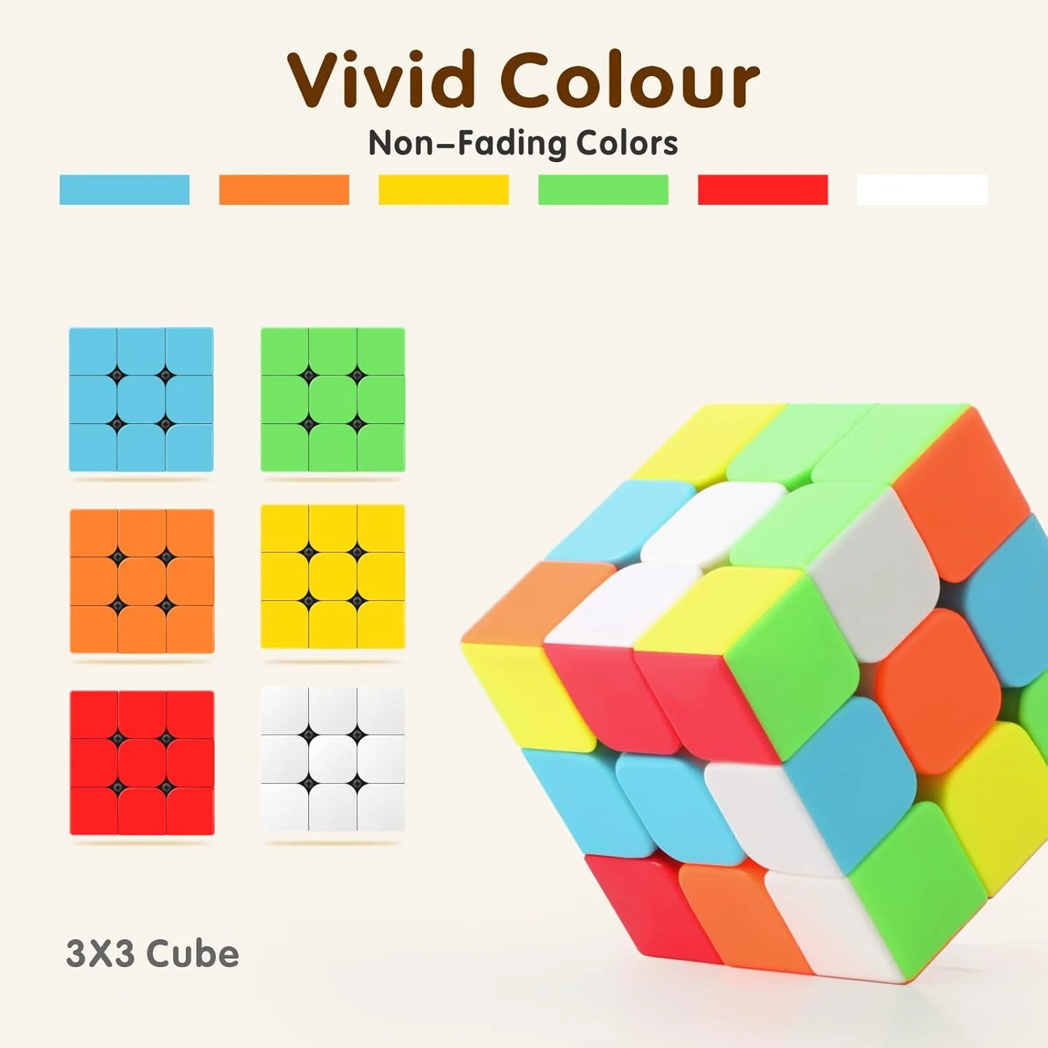 کیوب سرعت Baytion، مکعب جادویی 3x3x3 بدون برچسب، جعبه پازل چرخان صاف با طراحی ضد چسبندگی، آموزشی ترین اسباب بازی برای بهبود موثر تمرکز و پاسخگویی کودک
