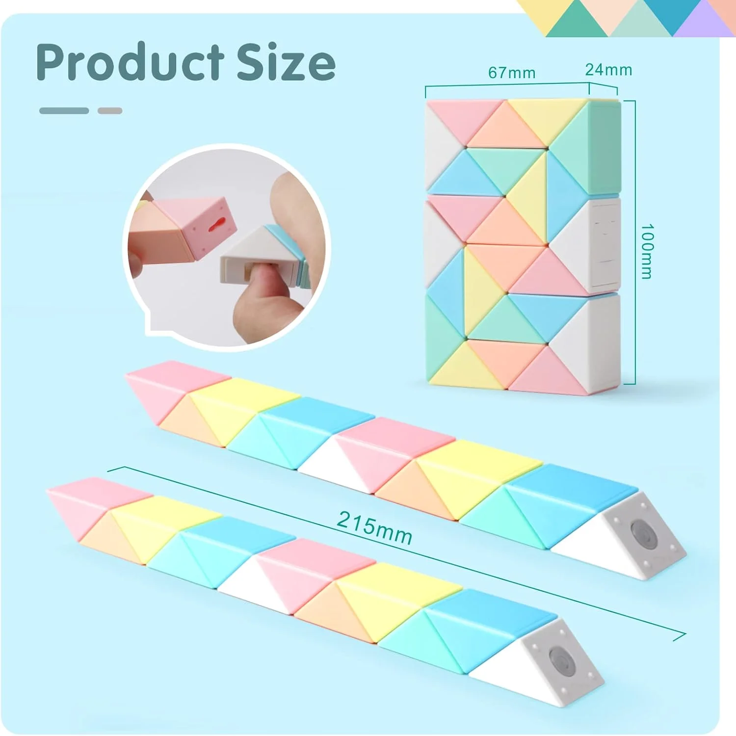 پازل مارپیچ مکعبی Baytion، 2 عدد پازل مارپیچ بزرگ، اسباب بازی حسی 24 تکه، بازی فکری و سرگرم کننده برای کودکان، نوجوانان و بزرگسالان