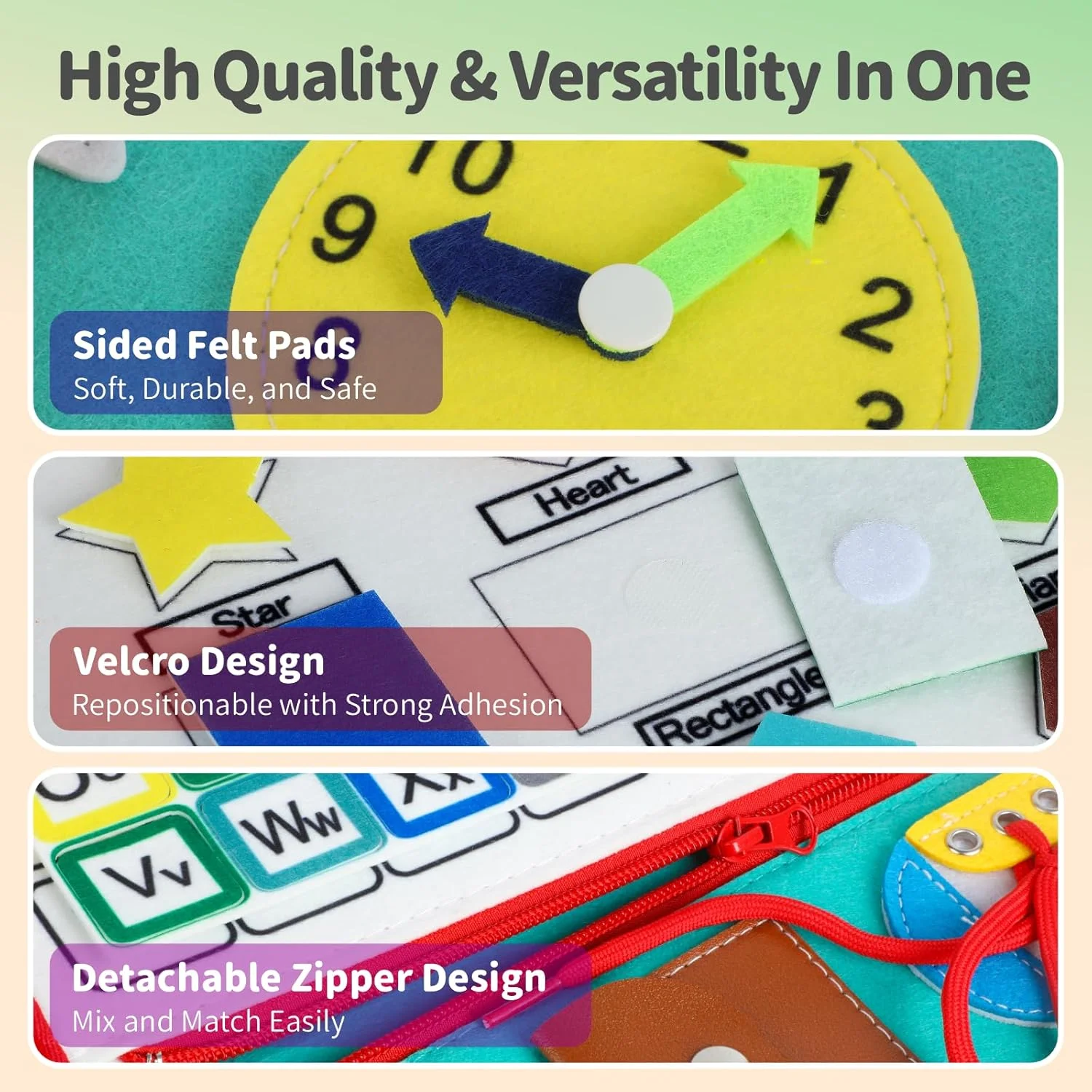 تخته مشغولیت بایتیون، اسباب بازی های مونته سوری، اسباب بازی های حسی آموزشی برای کودکان نوپا 1 2 3، ملزومات سفر برای هواپیما و سفرهای جاده ای، کتاب ساکت برای پسران و دختران، هدیه تولد کودک پیش دبستانی، اسباب بازی های آموزشی (سبز)