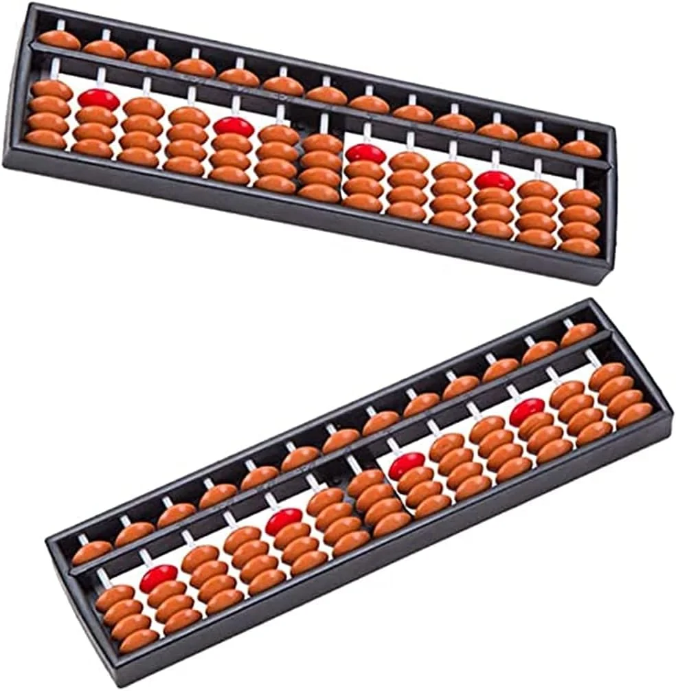 الدون 2 عدد چرتکه چوبی قدیمی 13 میله ای سوروبان با دکمه تنظیم مجدد - ابزار شمارش چینی ژاپنی برای کودکان، هدیه آموزشی فکری، قهوه ای