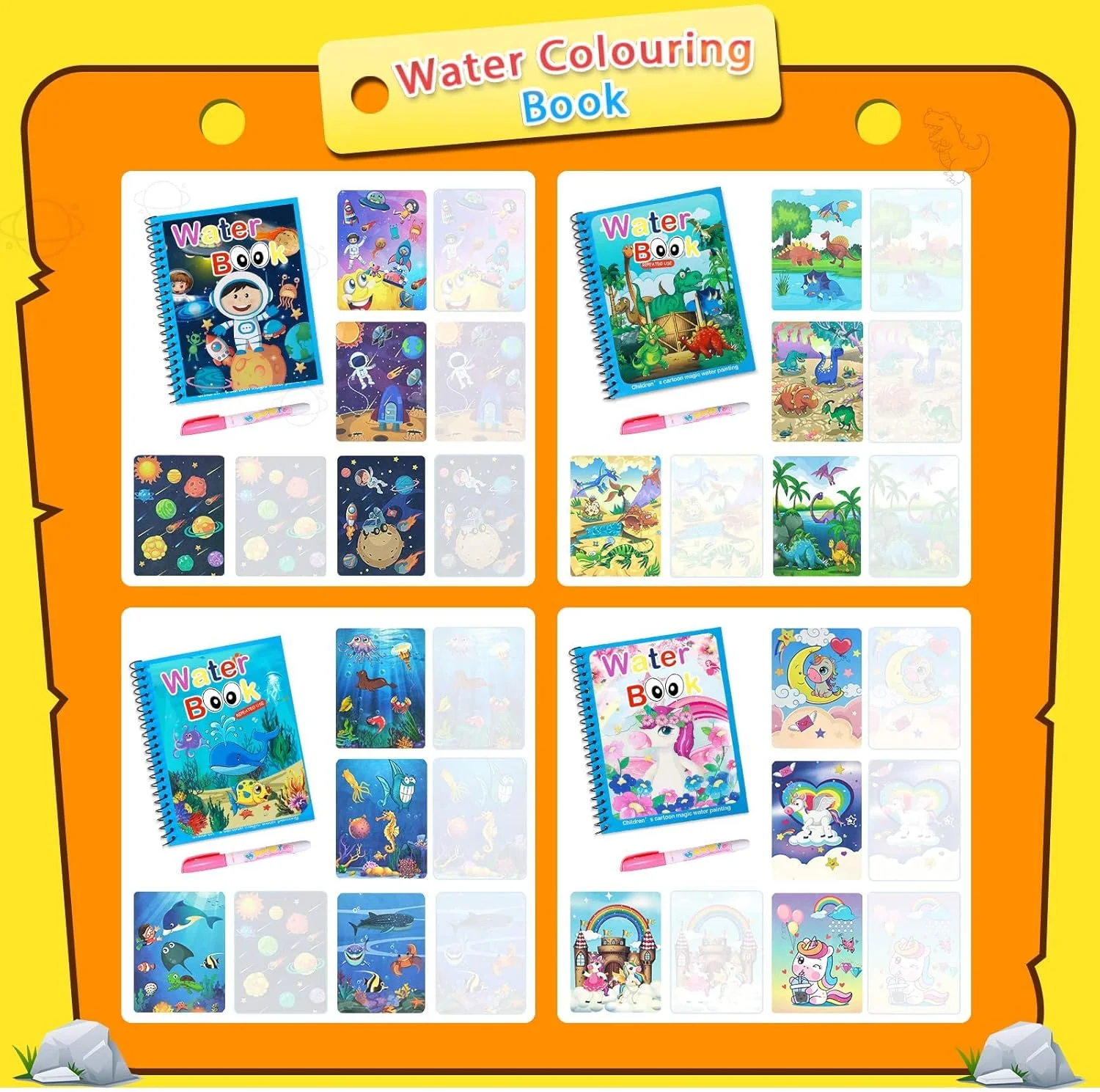 کتاب های تصویری آبرنگ ELECDON، کتاب رنگ آمیزی جادویی آب کودکان نوپا، کتاب رنگ آمیزی کارتونی حیوانات تک شاخ قابل استفاده مجدد، اسباب بازی های آموزشی پسرانه دخترانه، هدیه (بسته 4 عددی) کتاب های تصویری آبرنگ ELECDON، کتاب رنگ آمیزی جادویی آب کودکان نوپا، کتاب رنگ آمیزی کارتونی حیوانات تک شاخ قابل استفاده مجدد، اسباب بازی های آموزشی پسرانه دخترانه، هدیه (بسته 4 عددی)