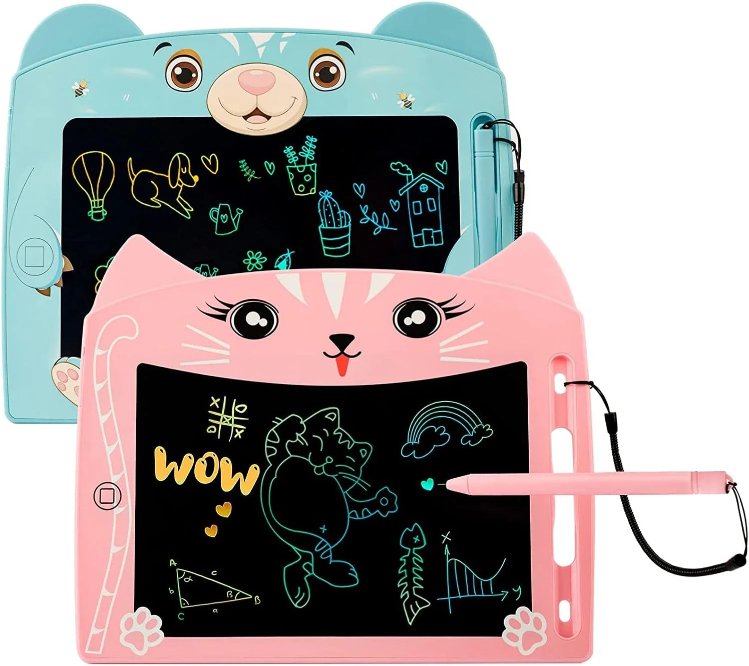 تخته طراحی دیجیتال، 1 عدد تبلت نوشتن LCD با عملکرد قفل صفحه نمایش رنگی 8.5 اینچی، تخته یادگیری طراحی برای کودکان پیش دبستانی، اسباب بازی آموزشی، تخته سیاه پاک شدنی (گربه صورتی)