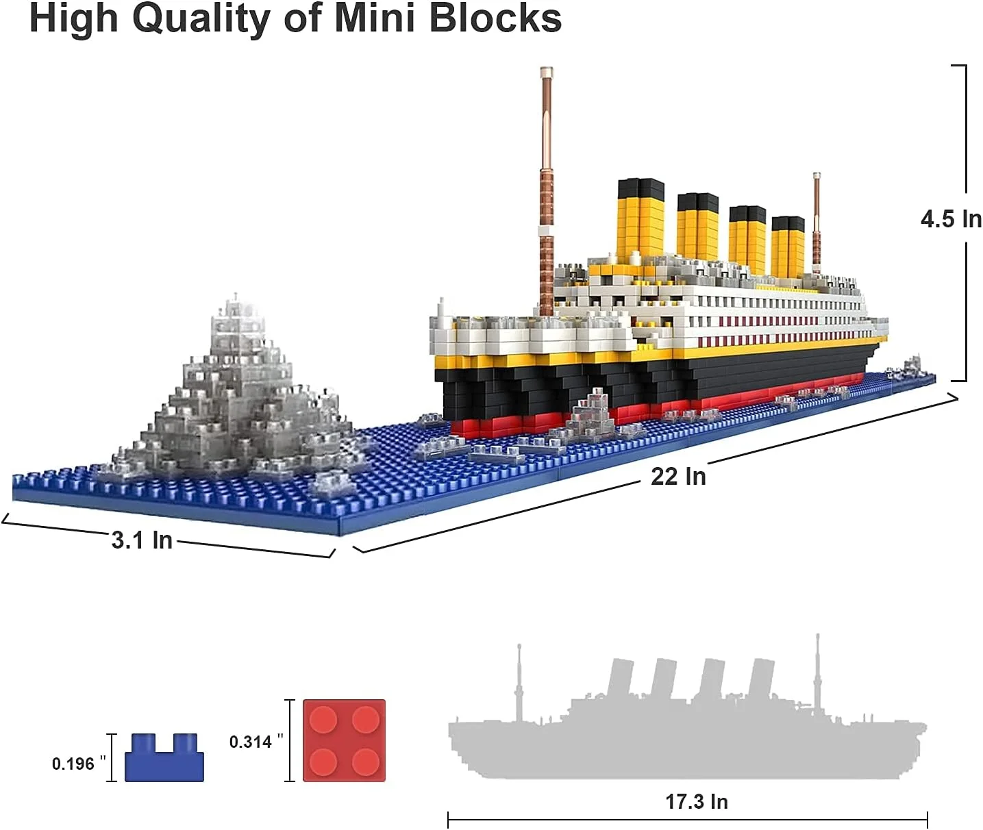 مجموعه ساخت مدل کشتی تایتانیک ELECDON با 1860 قطعه مینی بلوک، پازل سه بعدی اسباب بازی آموزشی DIY هدیه برای بزرگسالان و کودکان مجموعه ساخت مدل کشتی تایتانیک ELECDON با 1860 قطعه مینی بلوک، پازل سه بعدی اسباب بازی آموزشی DIY هدیه برای بزرگسالان و کودکان