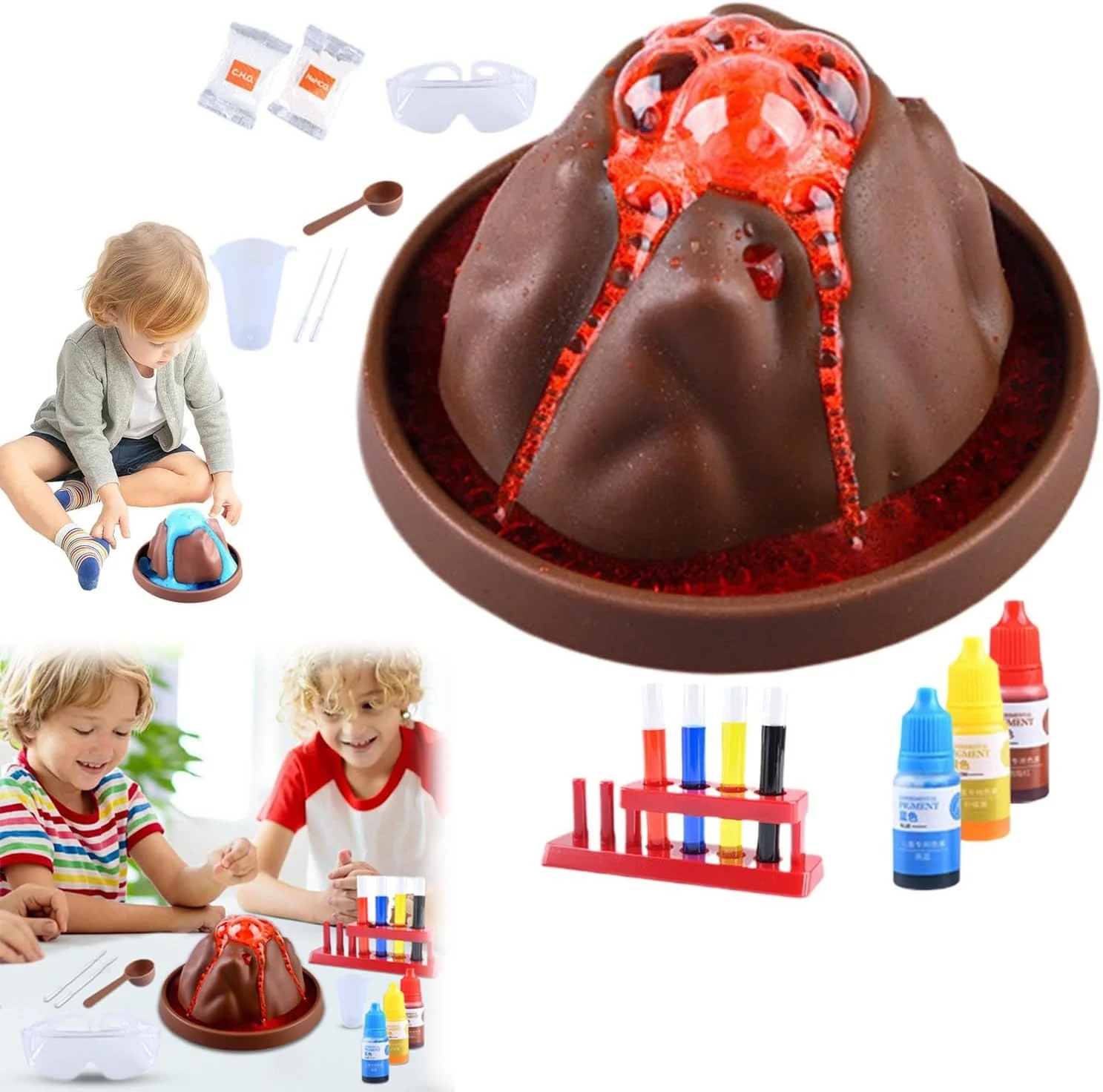 مجموعه علمی فوران آتشفشان، مجموعه آزمایش آموزشی برای کودکان، اسباب بازی سرگرم کننده برای تقویت مهارت های STEM و رشد حرکتی ظریف
