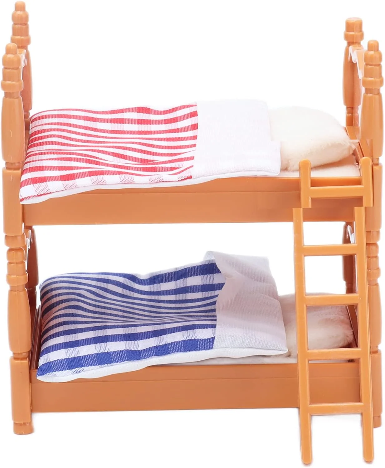 تخت دو طبقه عروسکی Cryfokt با نردبان، تخت خواب دو نفره مینیاتوری پلاستیکی سازگار با محیط زیست، اسباب بازی آموزشی نفیس برای هدیه کودکان (تخت دو طبقه)