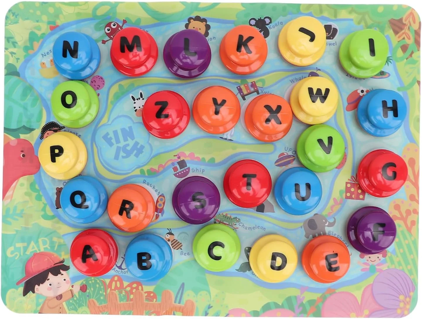 مُهرهای خمیر بازی حروف الفبا، اسباب بازی آموزشی مُهرهای خمیر بازی برای کودکان به همراه زیرانداز فعالیت