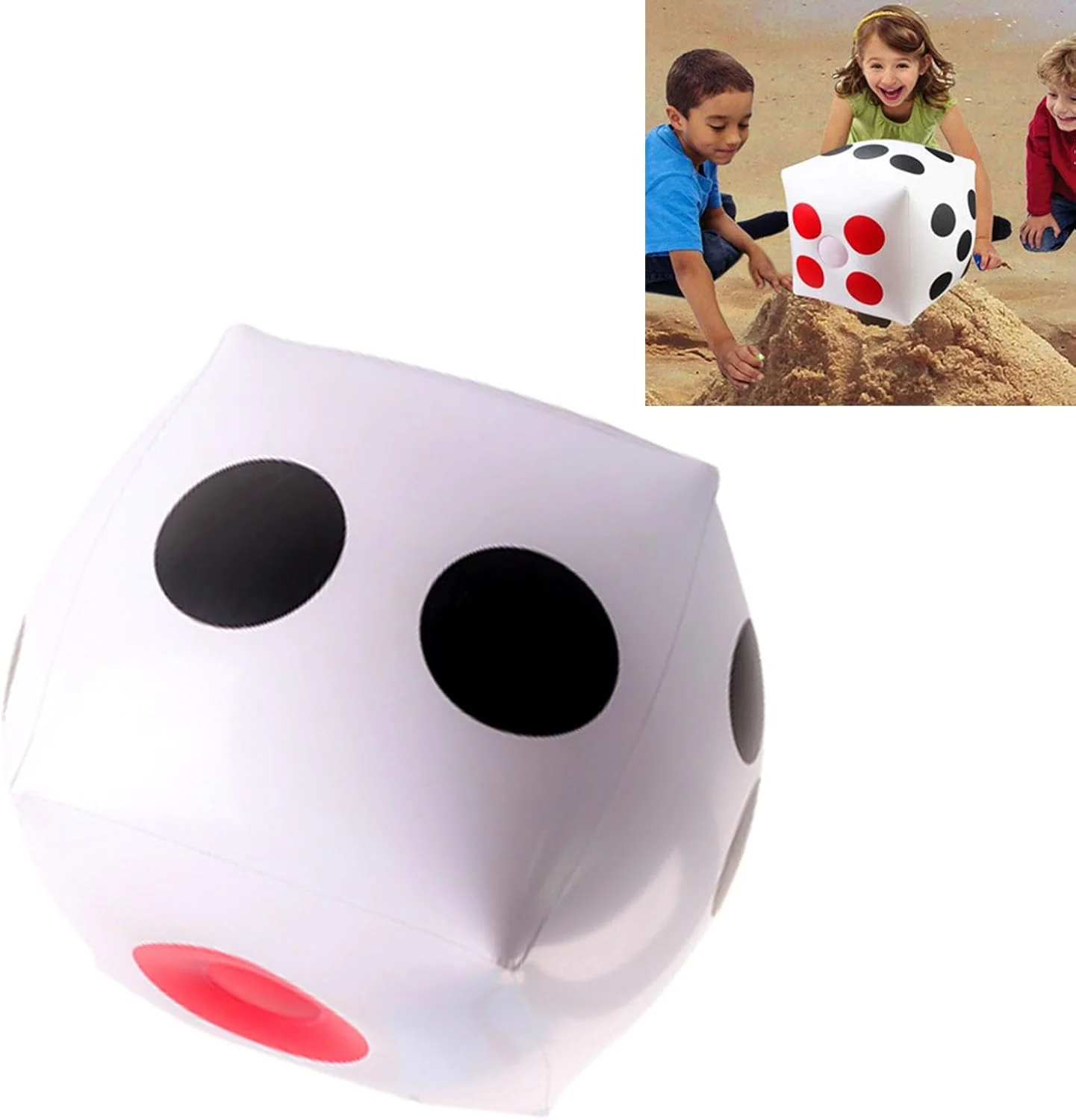 تاس بادی جامبو Cryfokt، تاس غول پیکر 38 سانتی متری برای داخل و خارج از منزل، اسباب بازی بادی بزرگ و سرگرم کننده PVC برای مهمانی استخر و بازی در فضای باز