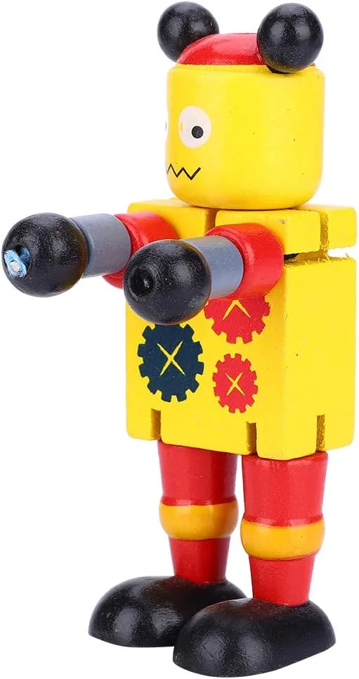 اسباب بازی رباتیک Cryfokt، اسباب بازی های آموزشی چوبی غیر سمی با رنگ روشن برای کودکان (زرد)