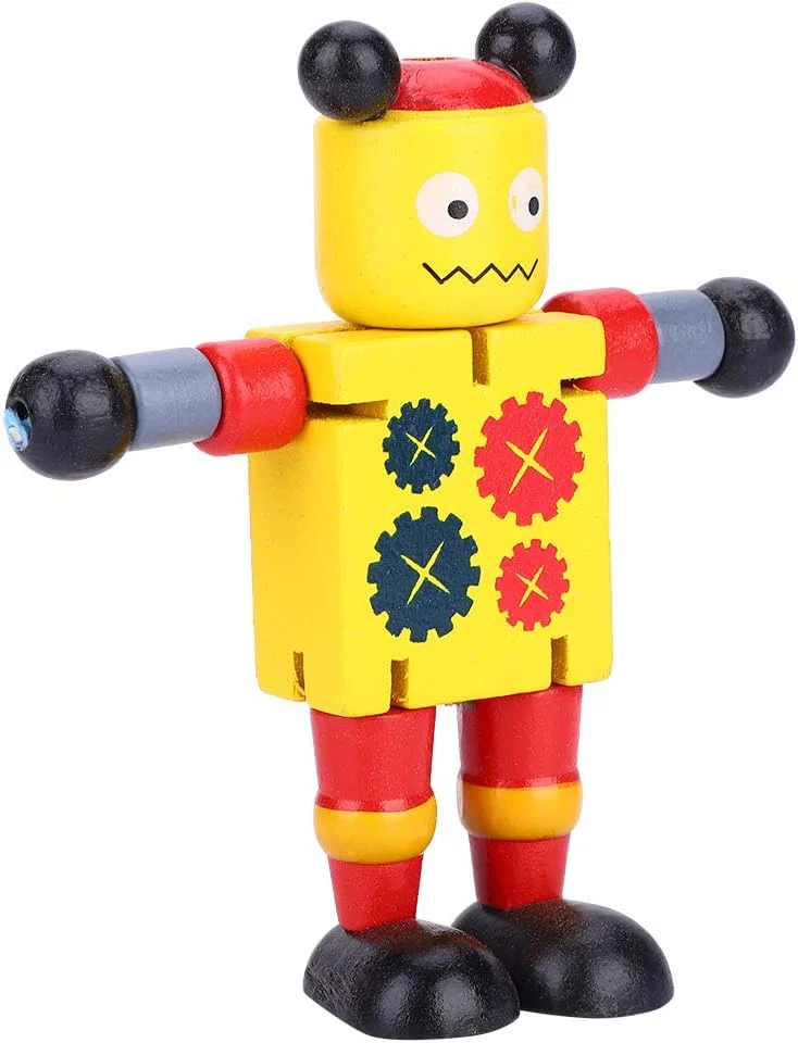 اسباب بازی رباتیک Cryfokt، اسباب بازی های آموزشی چوبی غیر سمی با رنگ روشن برای کودکان (زرد)