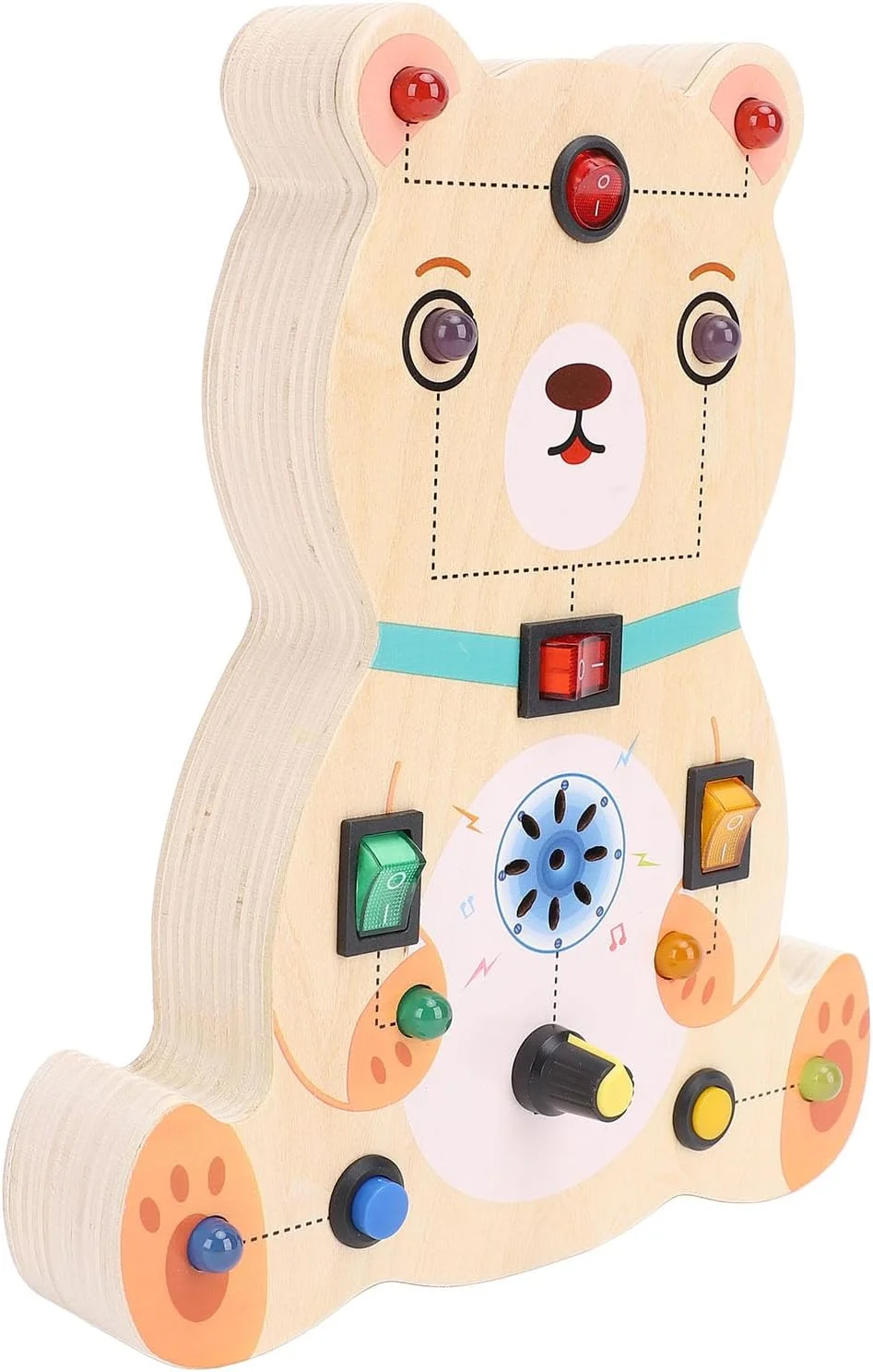 اسباب بازی چراغ سوئیچ چوبی Cryfokt، اسباب بازی آموزشی منحصر به فرد تخته مدار سوئیچ چوبی شبیه سازی شده برای کودکان (خرس)
