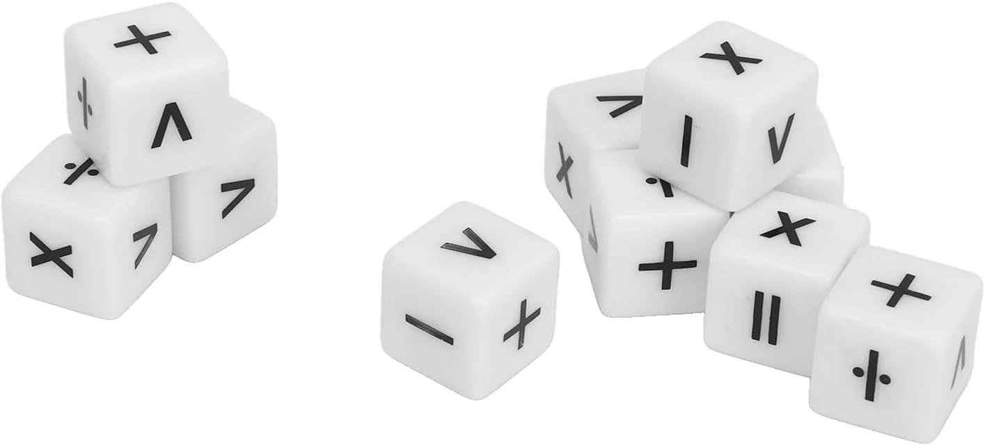 مجموعه 20 عددی تاس های محاسباتی Cryfokt، مجموعه تاس های محاسبه ریاضی برای کودکان 8 تا 12 سال، تاس های علامت مثبت و منفی، اسباب بازی برای آموزش ریاضی، لوازم کلاس درس، 1.6x1.6x1.6 سانتی متر، CRYFOKTKATFQ1G5SO