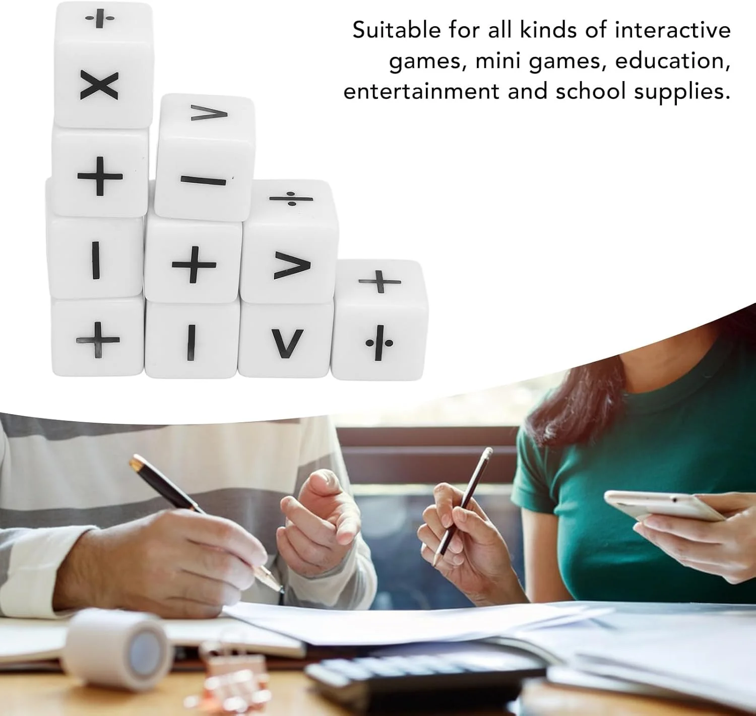 مجموعه 20 عددی تاس های محاسباتی Cryfokt، مجموعه تاس های محاسبه ریاضی برای کودکان 8 تا 12 سال، تاس های علامت مثبت و منفی، اسباب بازی برای آموزش ریاضی، لوازم کلاس درس، 1.6x1.6x1.6 سانتی متر، CRYFOKTKATFQ1G5SO