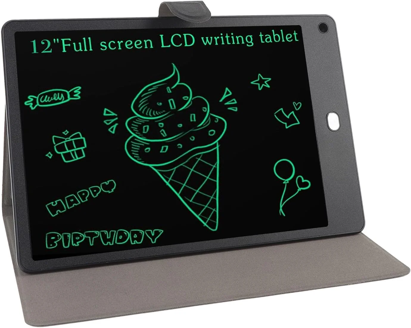 تبلت نوشتاری ال سی دی Cryfokt با قلم و کیف PU، پد طراحی الکترونیکی پاک شدنی 12 اینچی، اسباب بازی های آموزشی برای کودکان و بزرگسالان، پدهای طراحی الکترونیکی، 100000 بار استفاده
