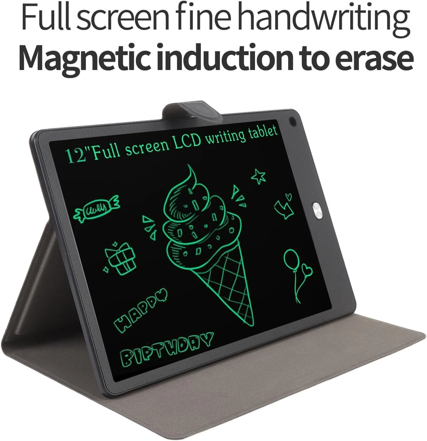 تبلت نوشتاری ال سی دی Cryfokt با قلم و کیف PU، پد طراحی الکترونیکی پاک شدنی 12 اینچی، اسباب بازی های آموزشی برای کودکان و بزرگسالان، پدهای طراحی الکترونیکی، 100000 بار استفاده