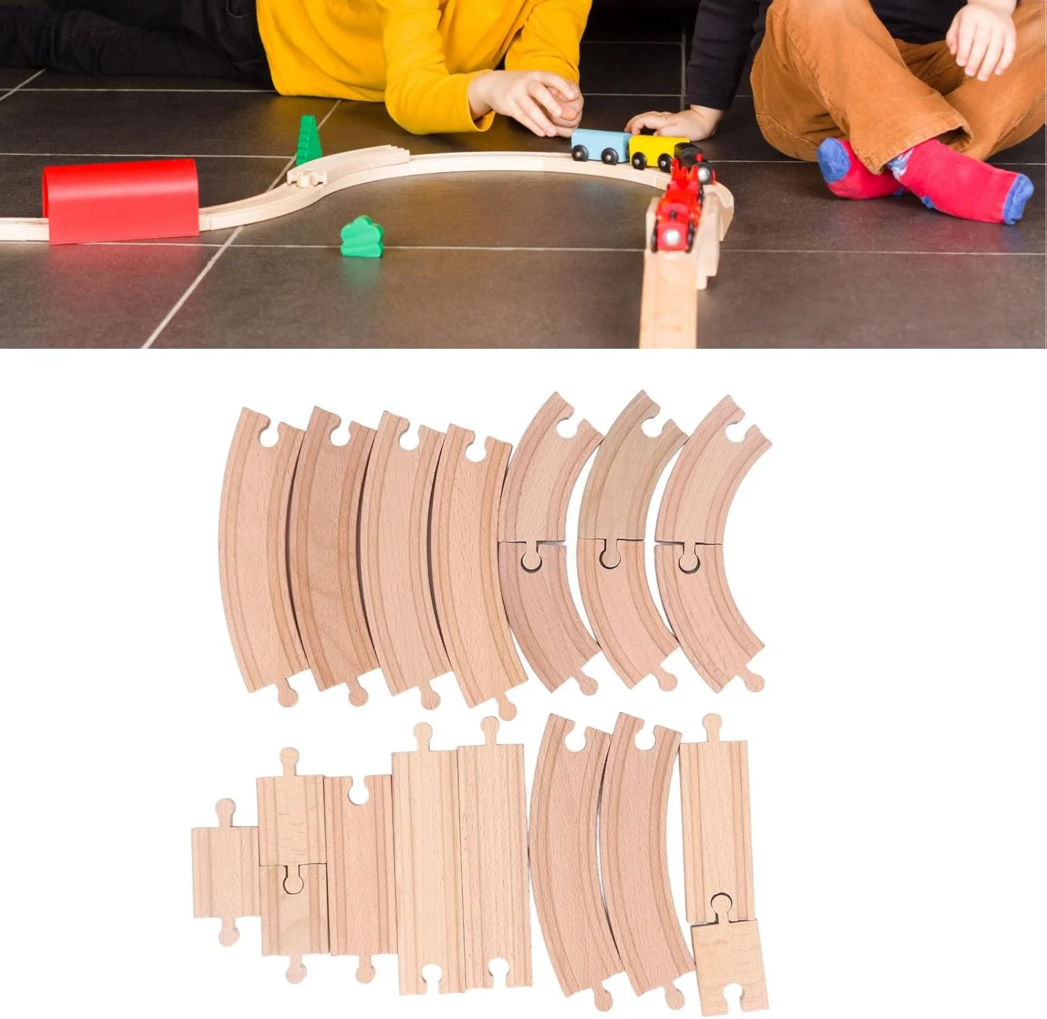 مجموعه مسیر چوبی Cryfokt، بسته توسعه مسیر چوبی آموزش مغز، اسباب بازی های ساختمانی کیت مونتاژ ایمن DIY آموزشی برای کودکان نوپا (بسته A)