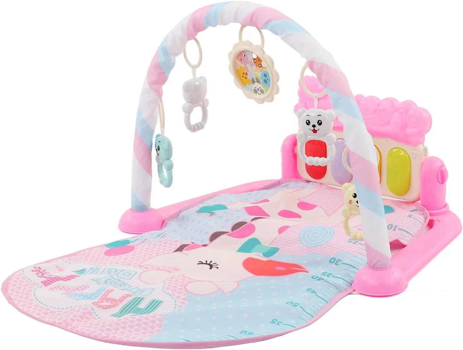 تشک بازی کودک با پیانو، تشک حسی آموزشی نوزاد با رنگ های غنی، نرم و ایمن به همراه اسباب بازی های موزیکال برای خزیدن